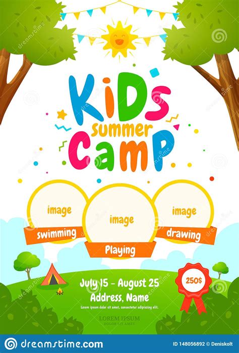kids summer camp poster stock vector illustration  family  summer