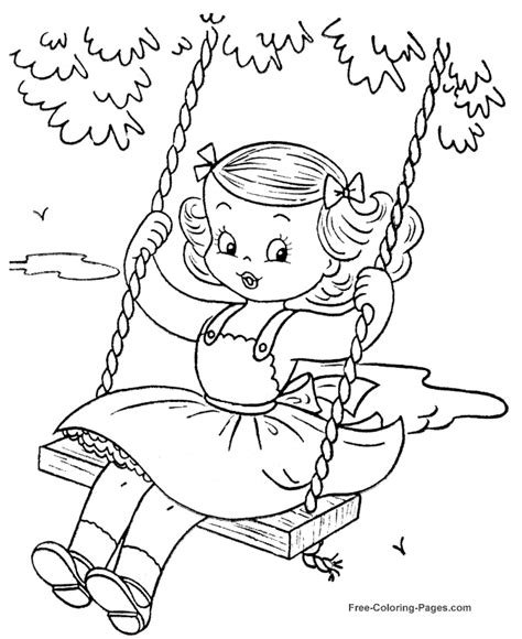 summer coloring book sheets swinging