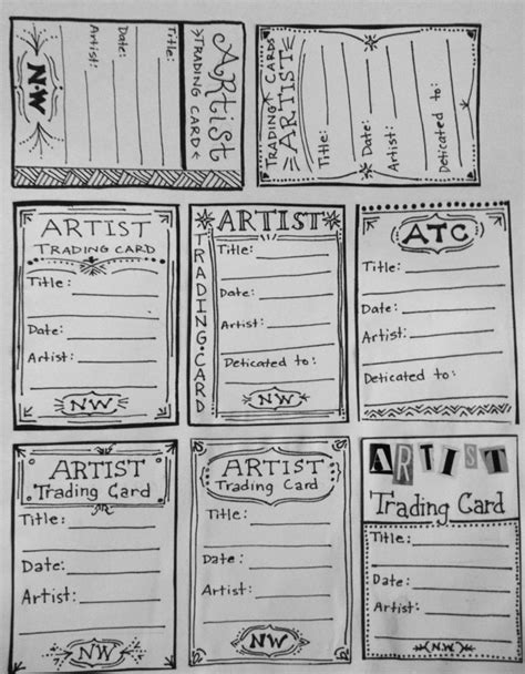 trading card template artist trading cards art trading cards