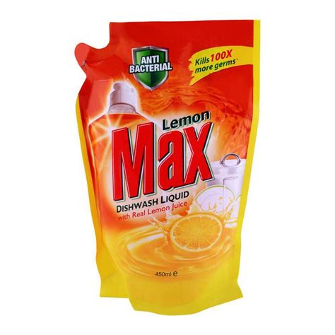 purchase lemon max dishwash liquid  real lemon juice pouch ml   special price