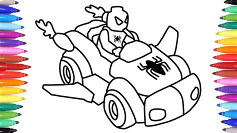 lego spider man car coloring page
