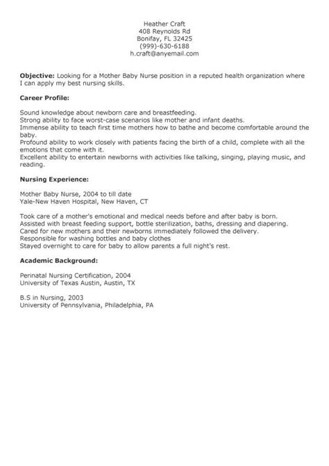 mother baby nurse resume resume letter mother baby nurse nursing