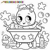 Coloring Bath Girl Baby Taking Book Duck Tub Bubble Rubber Playing Toy Her Preview Stock Dreamstime sketch template