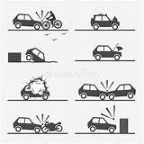 Incidente Stradale Verkehrsunfall Autounfall Ergebnis Karikatur Illustrationen Satzes Stilisierter Schaden sketch template