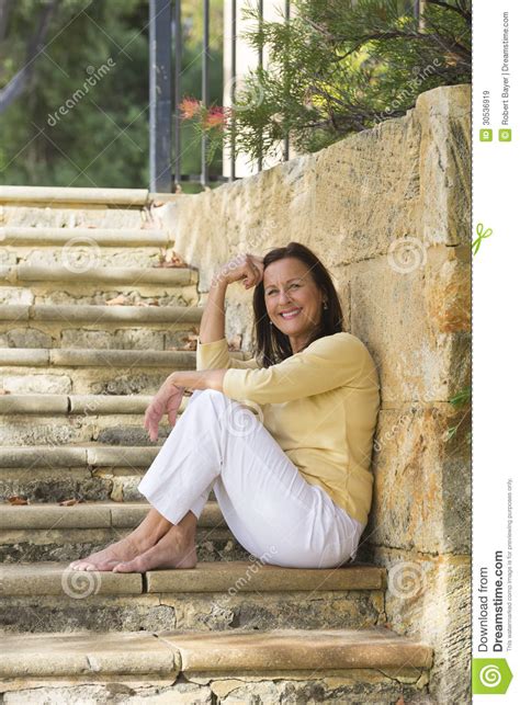 relaxed smiling mature woman outdoor royalty free stock images image 30536919