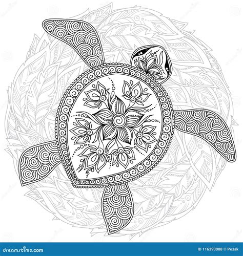 vector illustration  sea turtle  coloring book pages stock vector