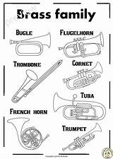 Instruments Brass Instrument Drawing Musical Coloring Name Pages Families Three Music Choose Board Collage Preschool sketch template