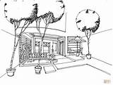 Coloring Garden Terrace Pages Winter Printable Drawing sketch template