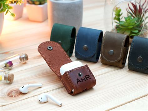 personalized leather airpod case custom airpods case leather etsy