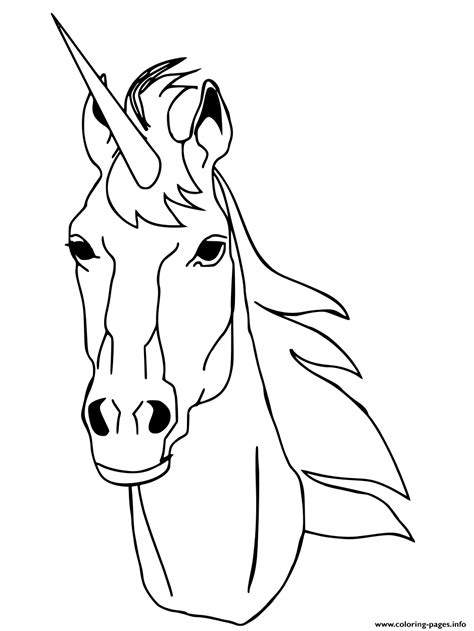 realistic unicorn head coloring page printable