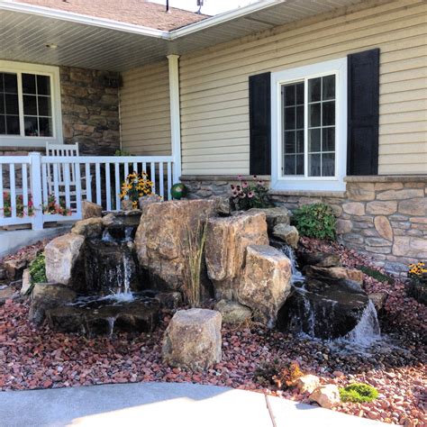 nice pondless waterfall   front entry pondless water features