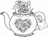 Coloring Tea Pages Kettle Adult Pyrography Patterns Sketch Sketchite Teapot Kettles Valentine sketch template