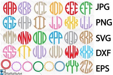 circle monogram alphabet  clip art cutting files