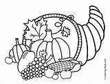 Cornucopia Coloring Pages Printable Thanksgiving Print Color Getcolorings sketch template