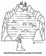 Maze Mazes Printable Coloring Activity Pages Princess sketch template