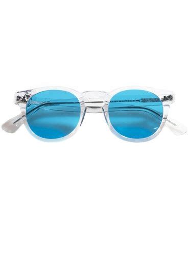 semi round sunglasses in clear with blue lenses sunglasses blue