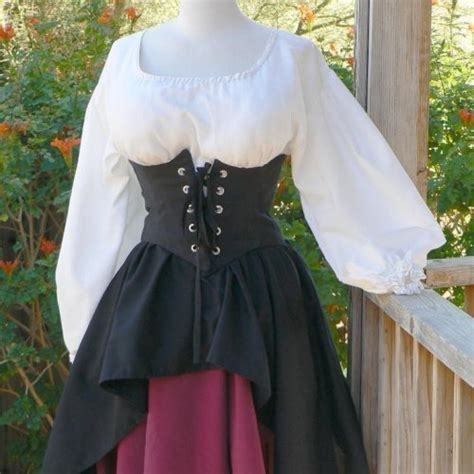 renaissance pirate dress waist cincher corset circle skirt wench larp