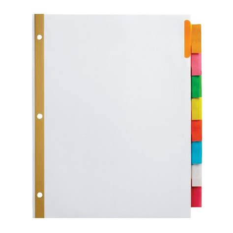insertable dividers  big tabs white assorted colors  tab