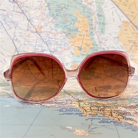 Vintage Sunglasses Hot Pink Clear Acetate Frame Overs Gem