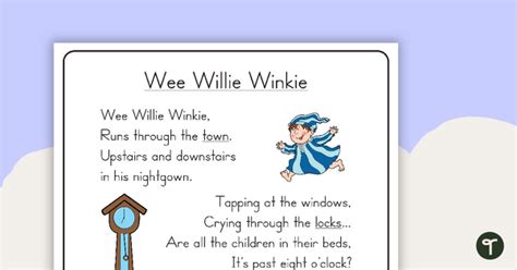 wee willie winkie nursery rhyme poster  cut  pages teaching resource teach starter