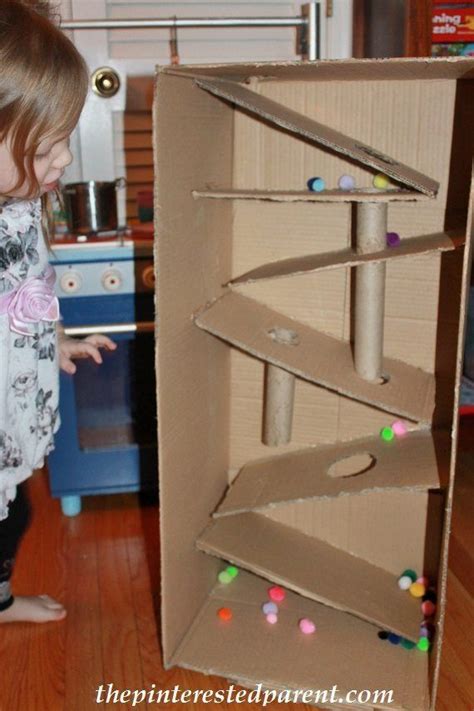 Cardboard Box Marble And Pom Pom Ramp This Was So Much Fun