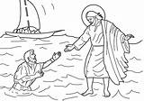 Coloring Jesus Water Walks Peter Pages sketch template