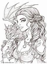 Coloring Pages Kelleeart Deviantart Adult Daenerys Dragon Inks Fairy Books Fantasy Sheets Adults Drawings Colouring Printable Book Drawing Coloriage Print sketch template