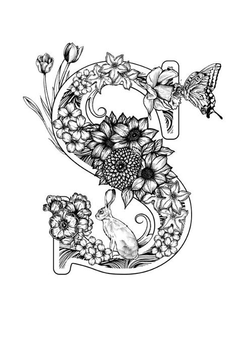 great stock letter coloring pages  adults floral letter