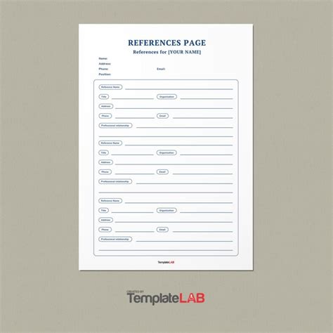 professional reference page sheet templates templatelab
