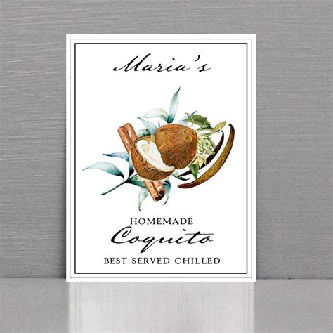 personalized coquito labels  tags coconut labels etsy