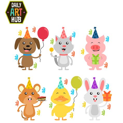 birthday animals clip art set daily art hub graphics alphabets svg