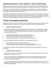 business researchdocx business research types benefits