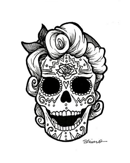 day of the dead draw illustration rockabilly skull image 59834