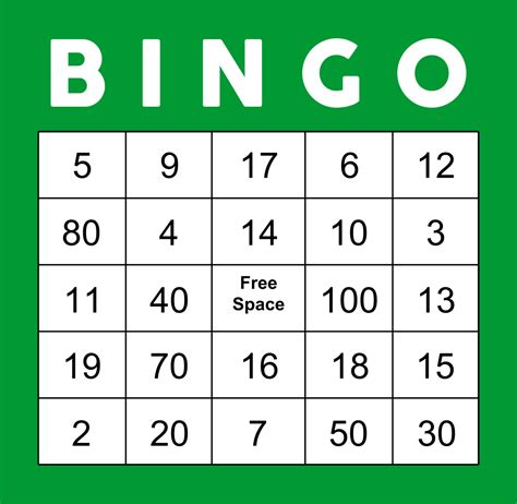 printable bingo sheets  numbers