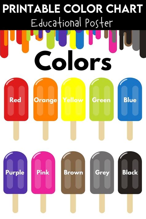 colors chart popsicles learn colors color chart printable learning