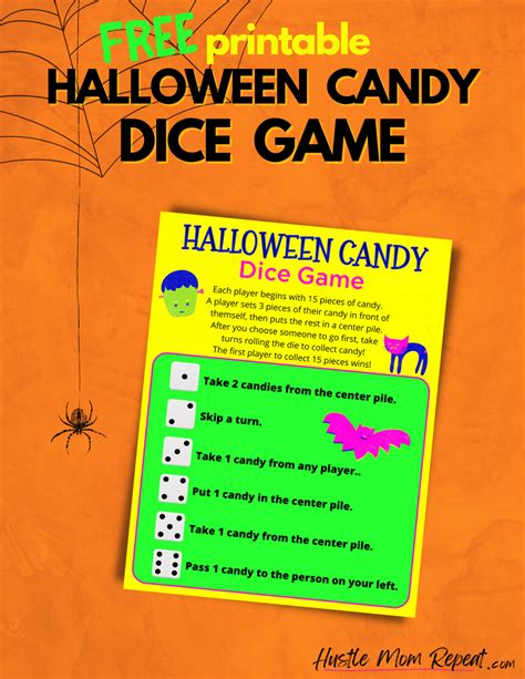 printable candy dice game  halloween hustle mom repeat