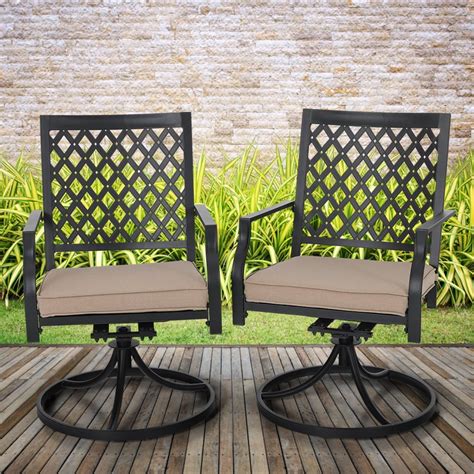 mf studio outdoor metal swivel chairs set   patio dining rocker