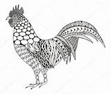 Zentangle Rooster Illustration Vector Ornate Cock Stylized Pattern Stock Freehand Zen Drawn Pencil Hand Depositphotos Freeh Print sketch template