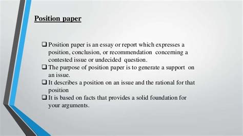 position paper    purpose  education statement  purpose