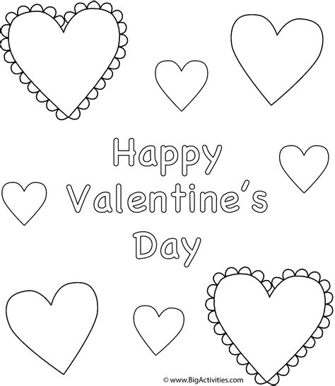 hearts coloring page valentines day