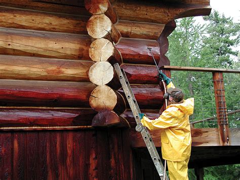 staining  log cabin