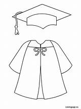 Cap Graduation Gown Coloring Pano Seç Clip Mezuniyet sketch template