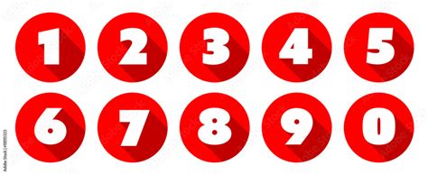 numbers red circle icons stock vector adobe stock