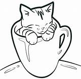 Coloring Kitten Pages Cat Cup Kittens Cute Tea Realistic Drawing Kids Sheets Printable Print Color Kitty Colouring Cats Lovely Christmas sketch template