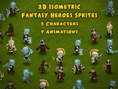 2d isometric fantasy heroes sprites x 9 animations asset store