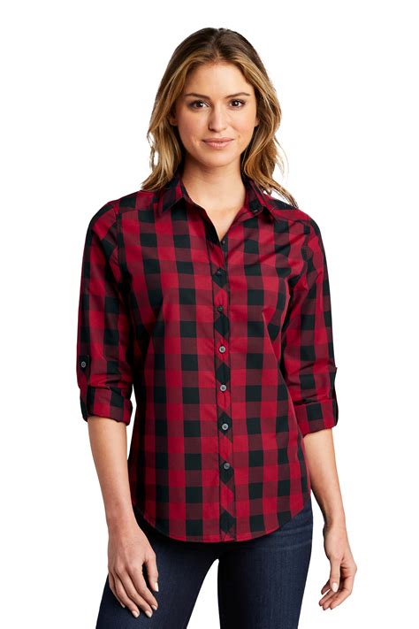 Port Authority Embroidered Women S Everyday Plaid Shirt Queensboro