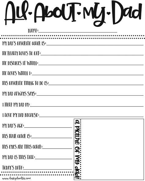 fathers day questionnaire  printable printable templates
