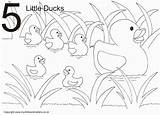 Ducks Colouring Five Bum Sheet Rhymes Printablecolouringpages sketch template
