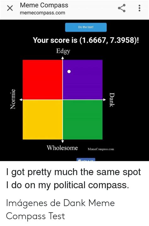 × Meme Compass Memecompasscom Do The Test Your Score Is 16667 73958