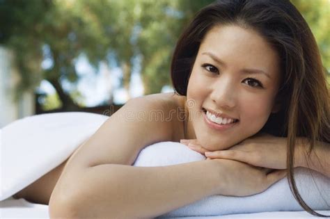 Beautiful Woman Relaxing On Massage Table Stock Image Image Of Hair
